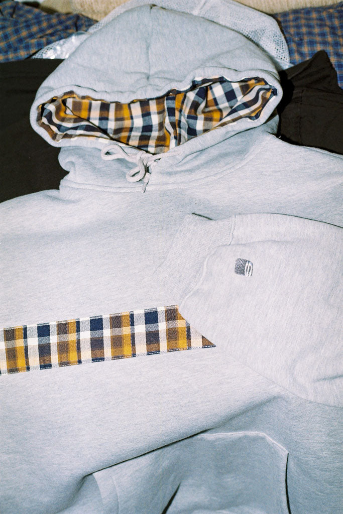 hoodie plaid stripe - grey