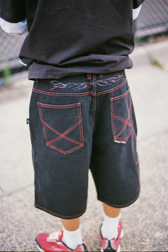 black barbwire shorts
