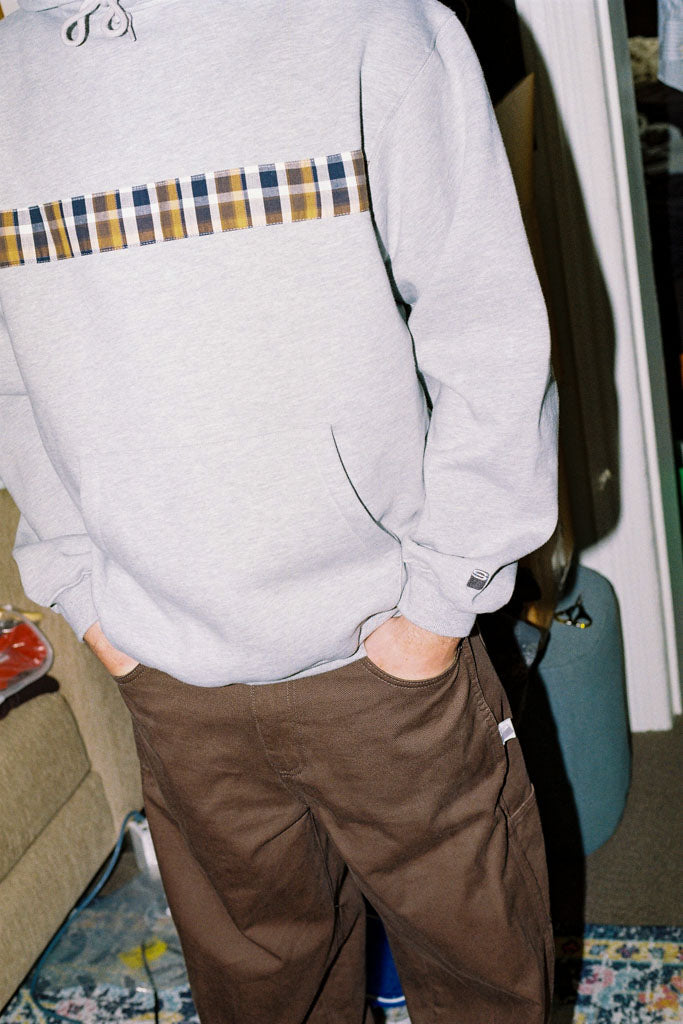 hoodie plaid stripe - grey