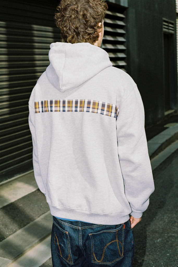hoodie plaid stripe - grey