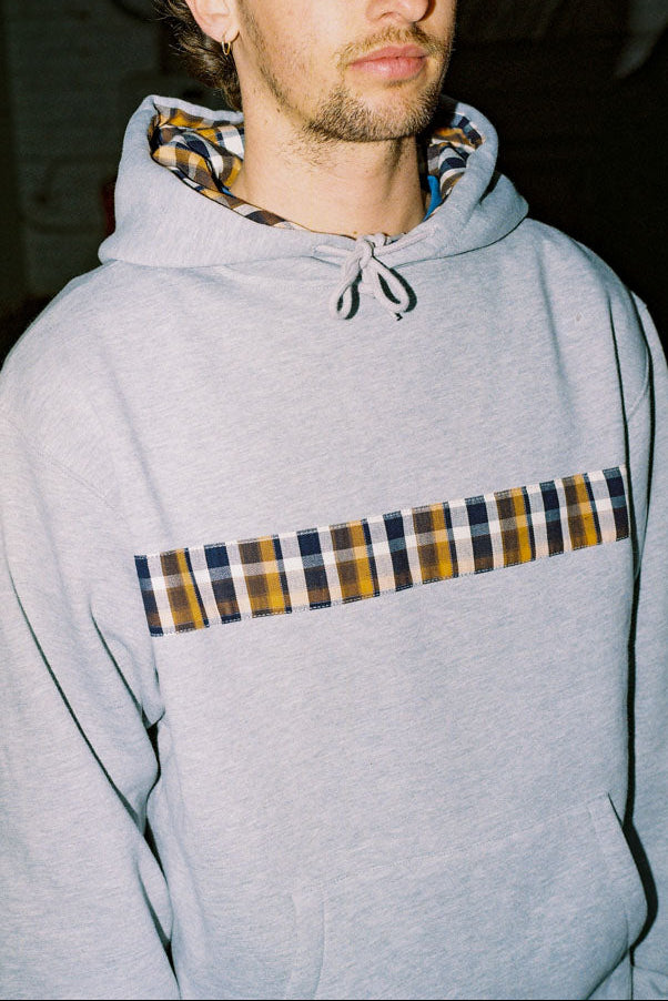 hoodie plaid stripe - grey