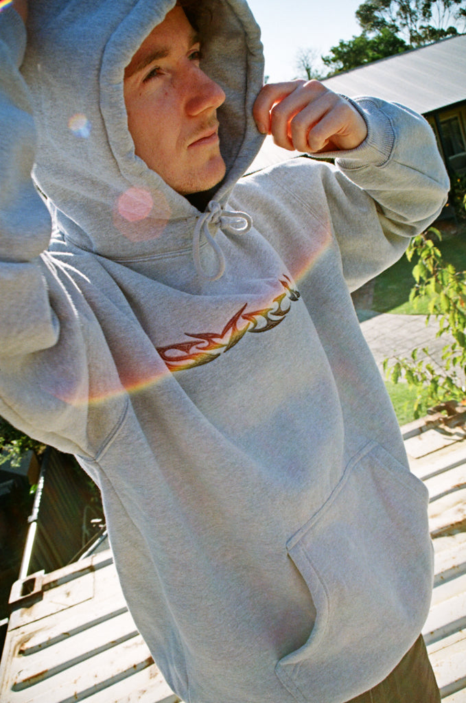 hoodie smack metal - grey + black embroidery