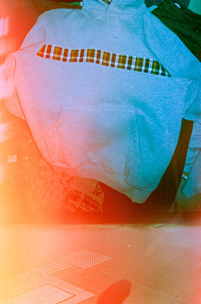 hoodie plaid stripe - grey