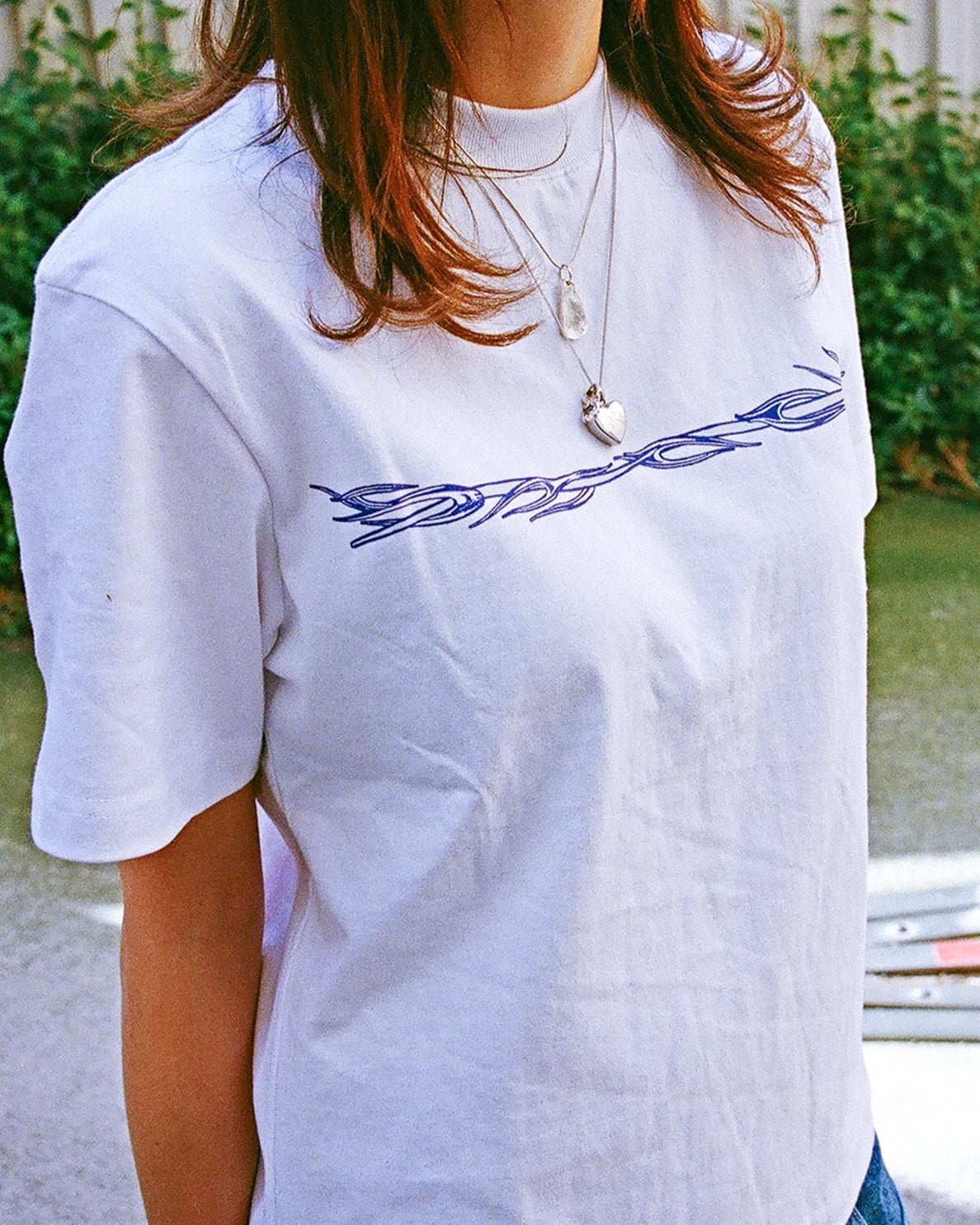 t-shirt barbwire - blue + blue print
