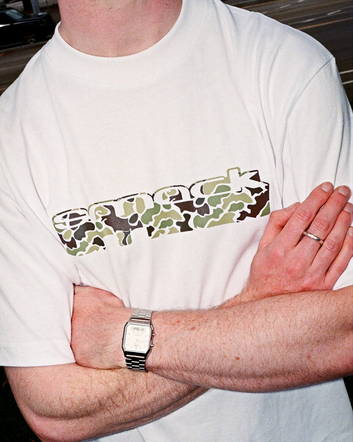 t-shirt camo sunken - white