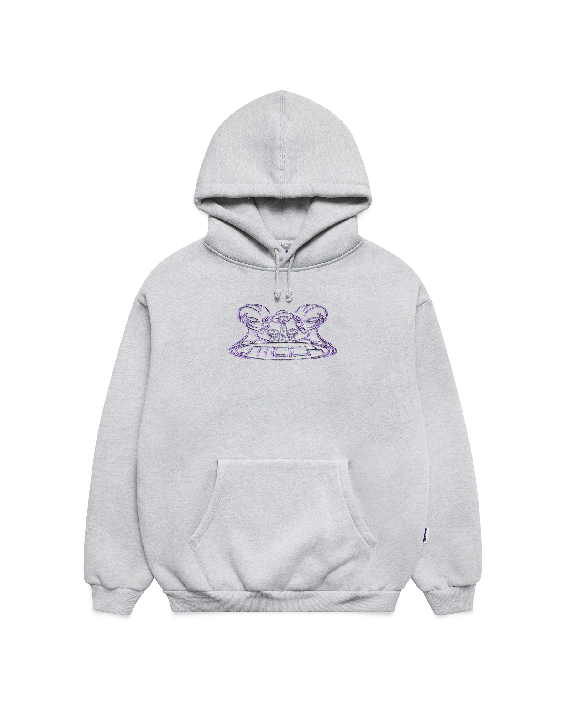 aliens embroidered hoodie - ash grey