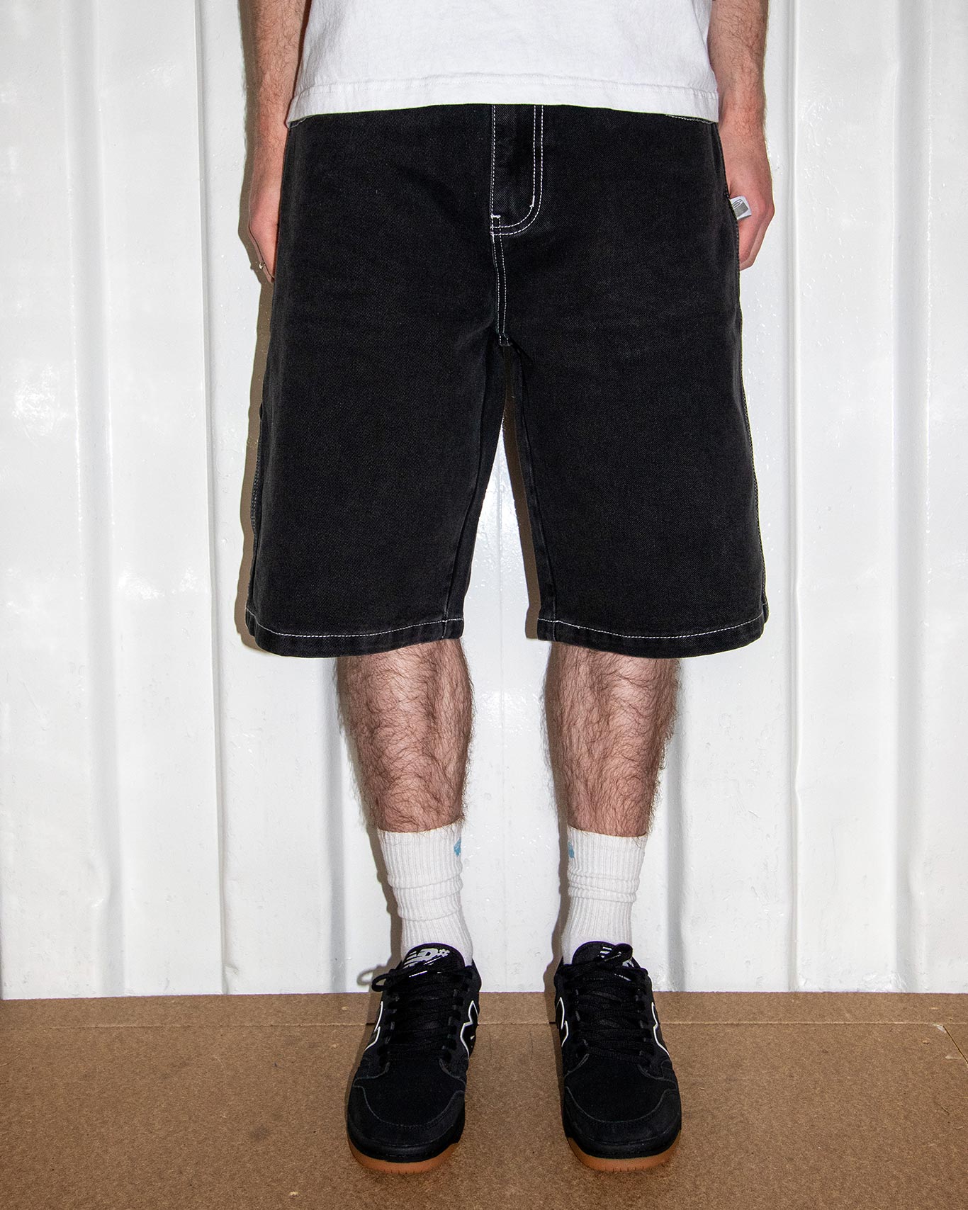 denim shorts - washed black