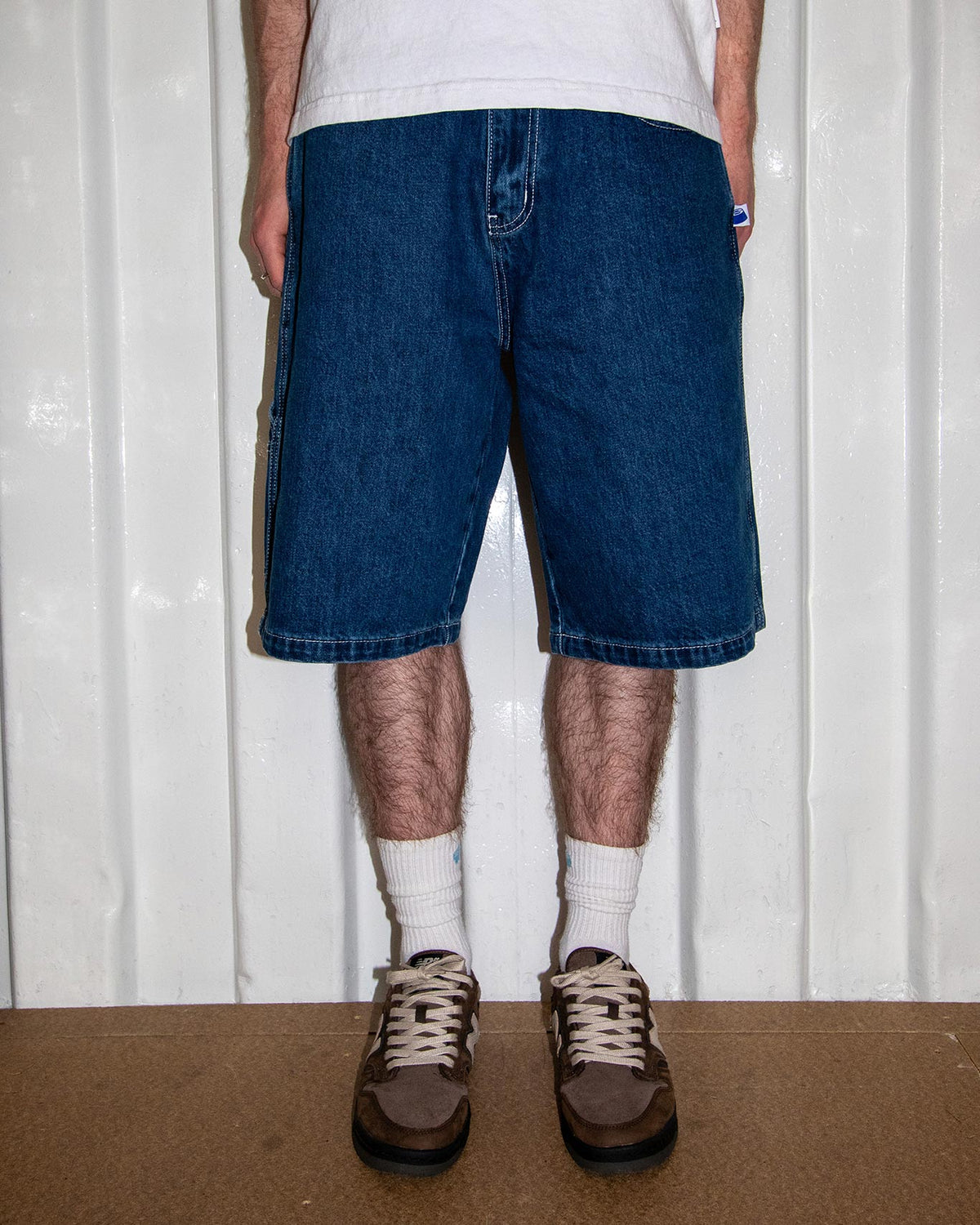 denim shorts - washed indigo
