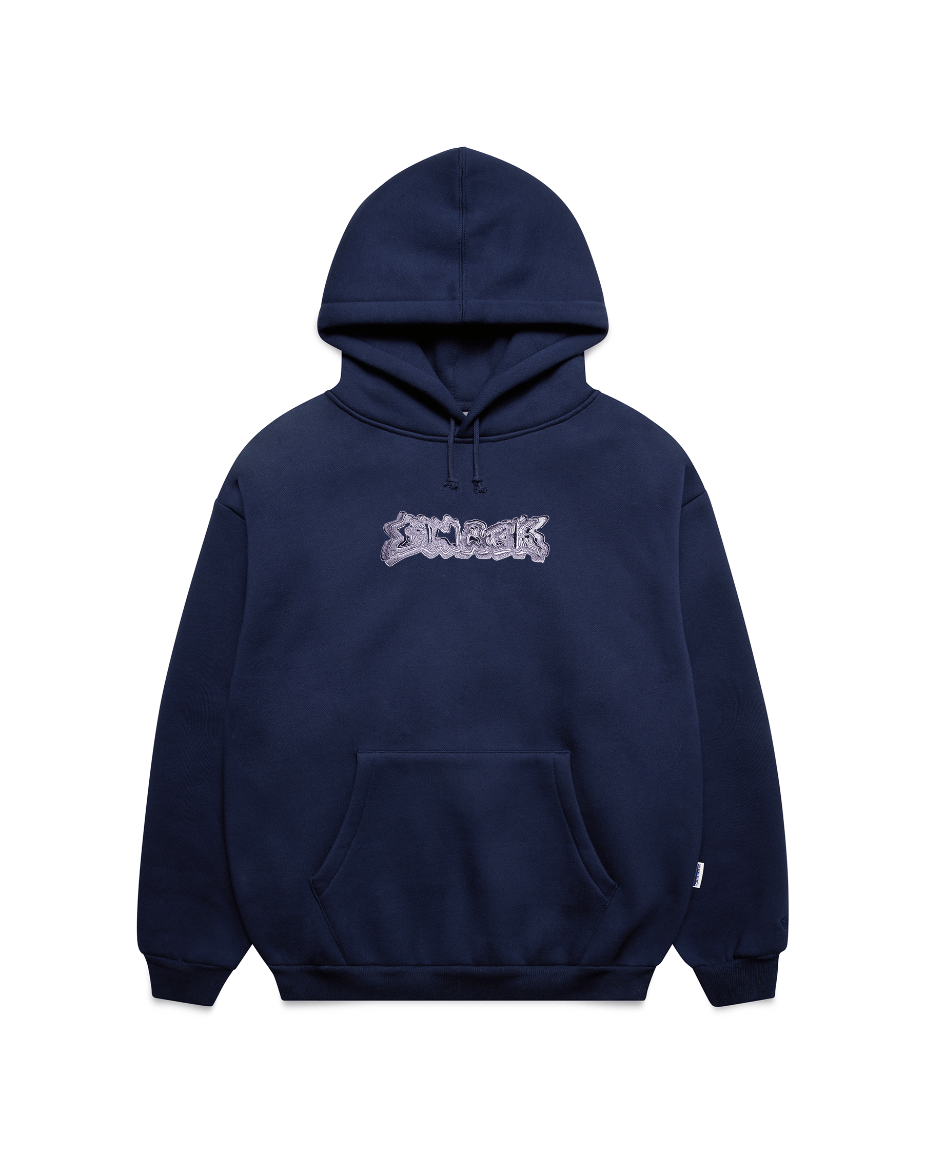 coral embroidered hoodie - navy