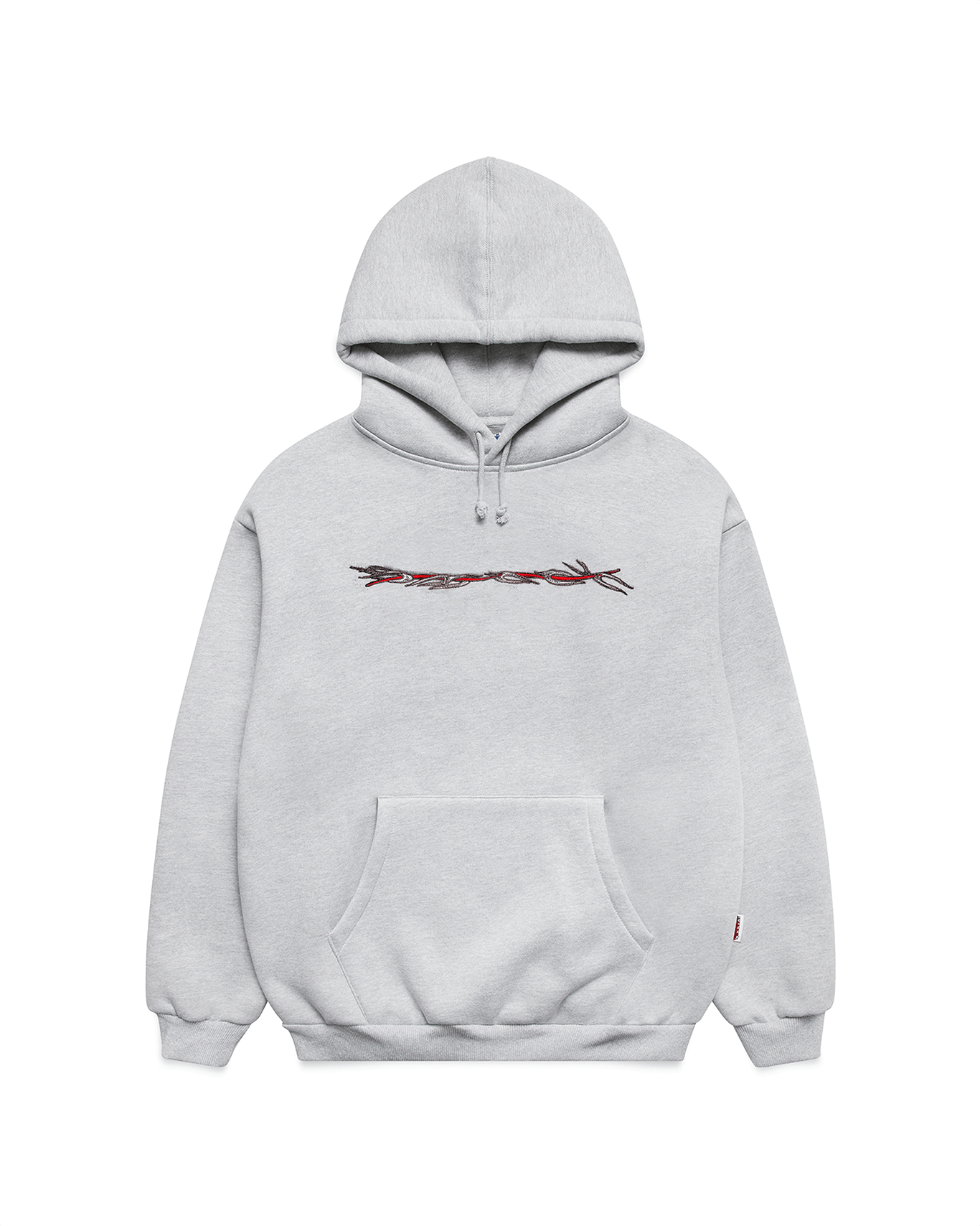 barb wire embroidered hoodie - ash grey