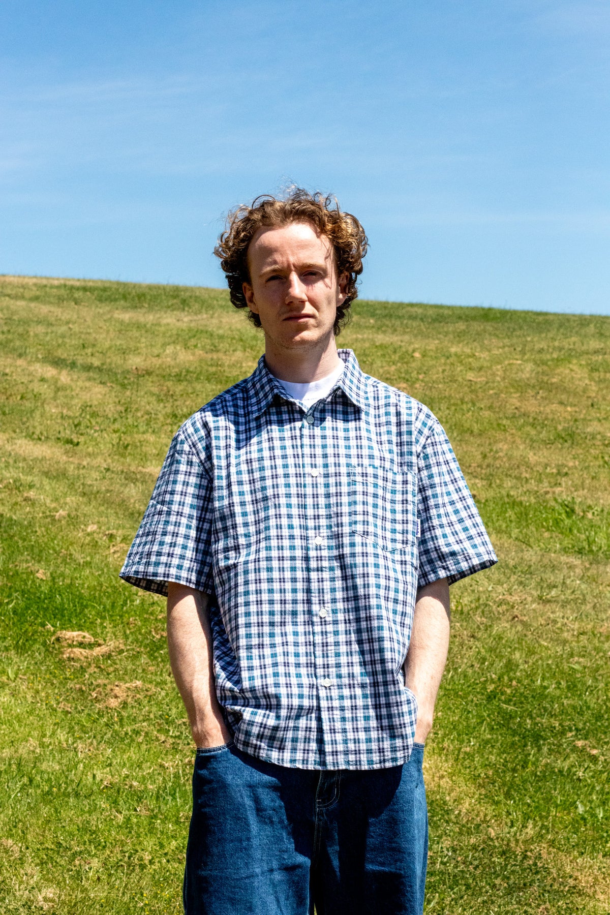 button up shirt - blue plaid