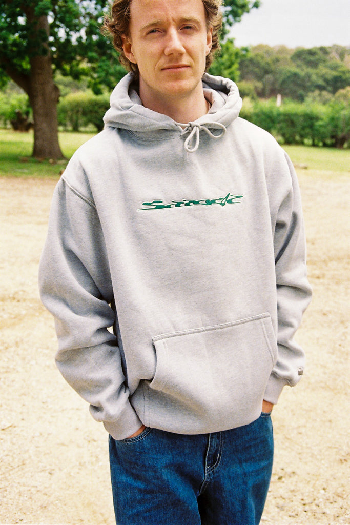 hoodie shoe box - green + white embroidery