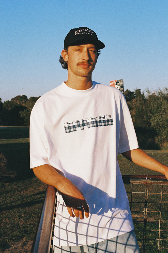 t-shirt plaid sunken - white