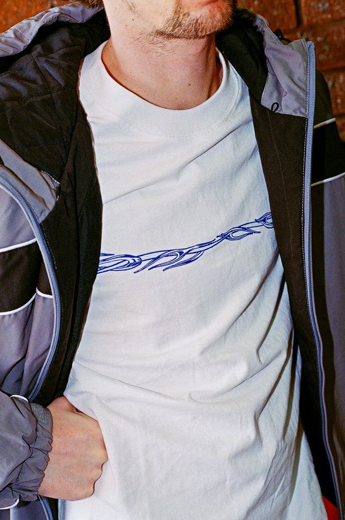 t-shirt barbwire - blue + blue print