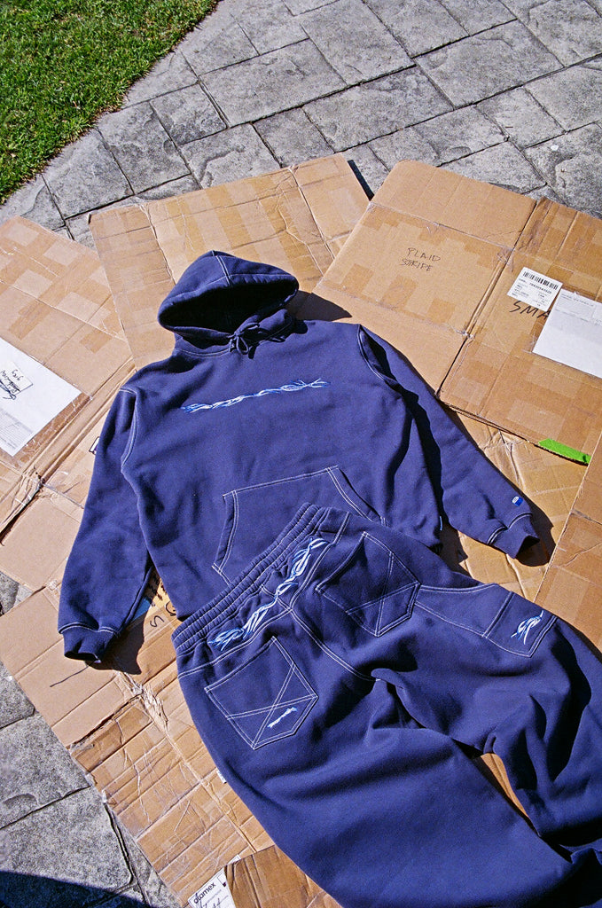baggy sweatpants barbwire - navy