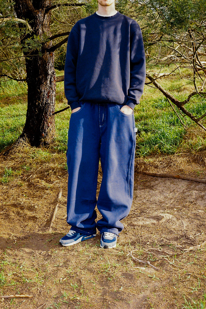 baggy sweatpants barbwire - navy