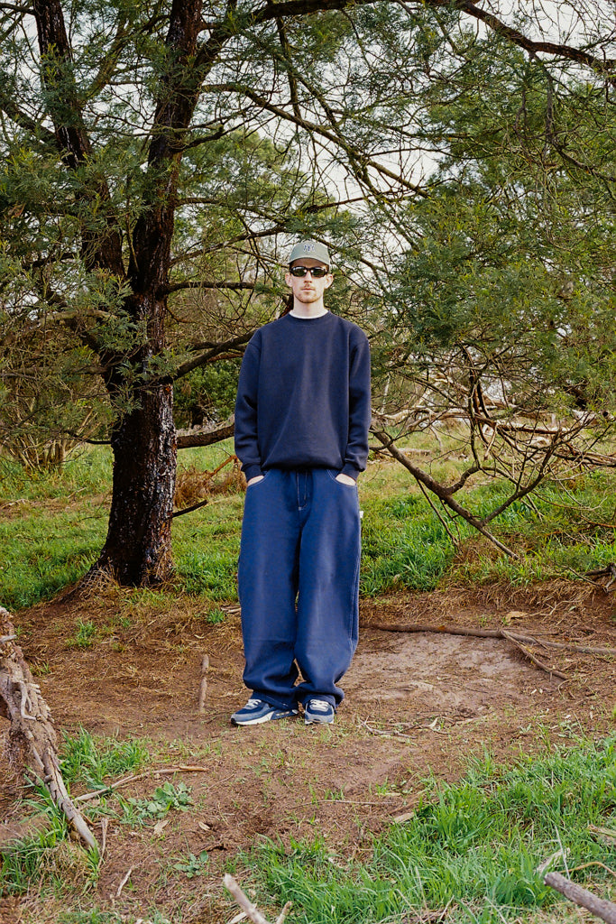 baggy sweatpants barbwire - navy