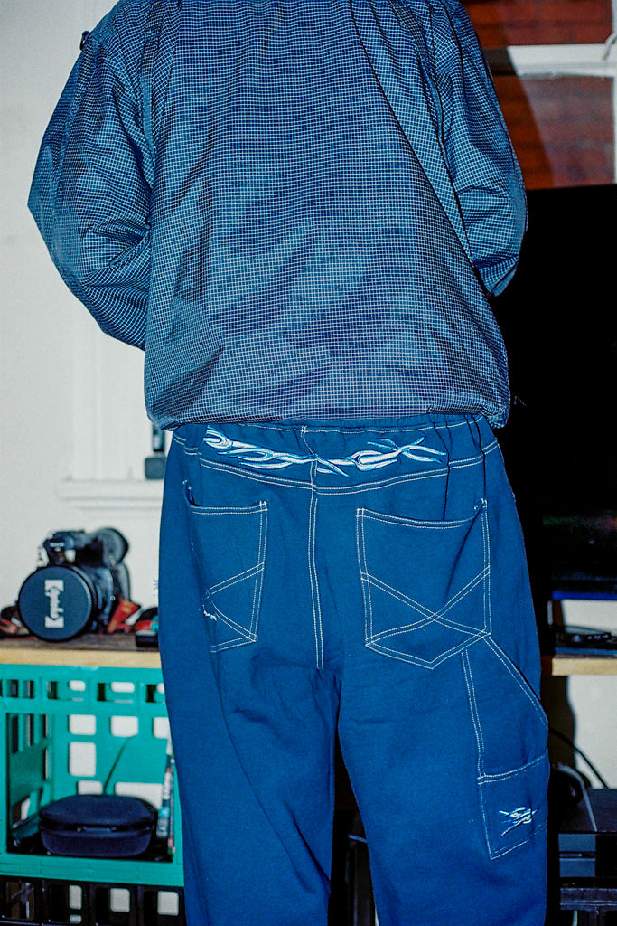 baggy sweatpants barbwire - navy