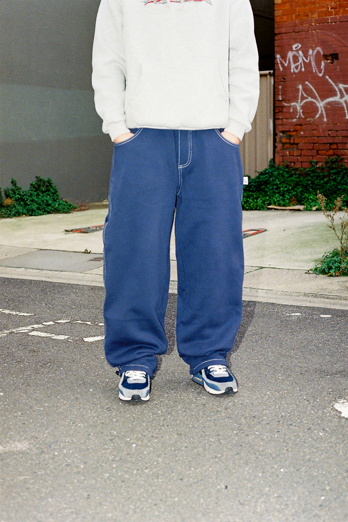 baggy sweatpants barbwire - navy
