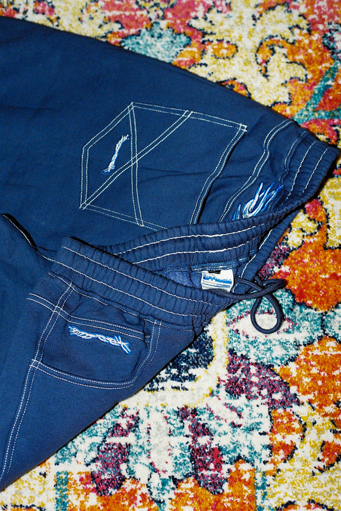 baggy sweatpants barbwire - navy