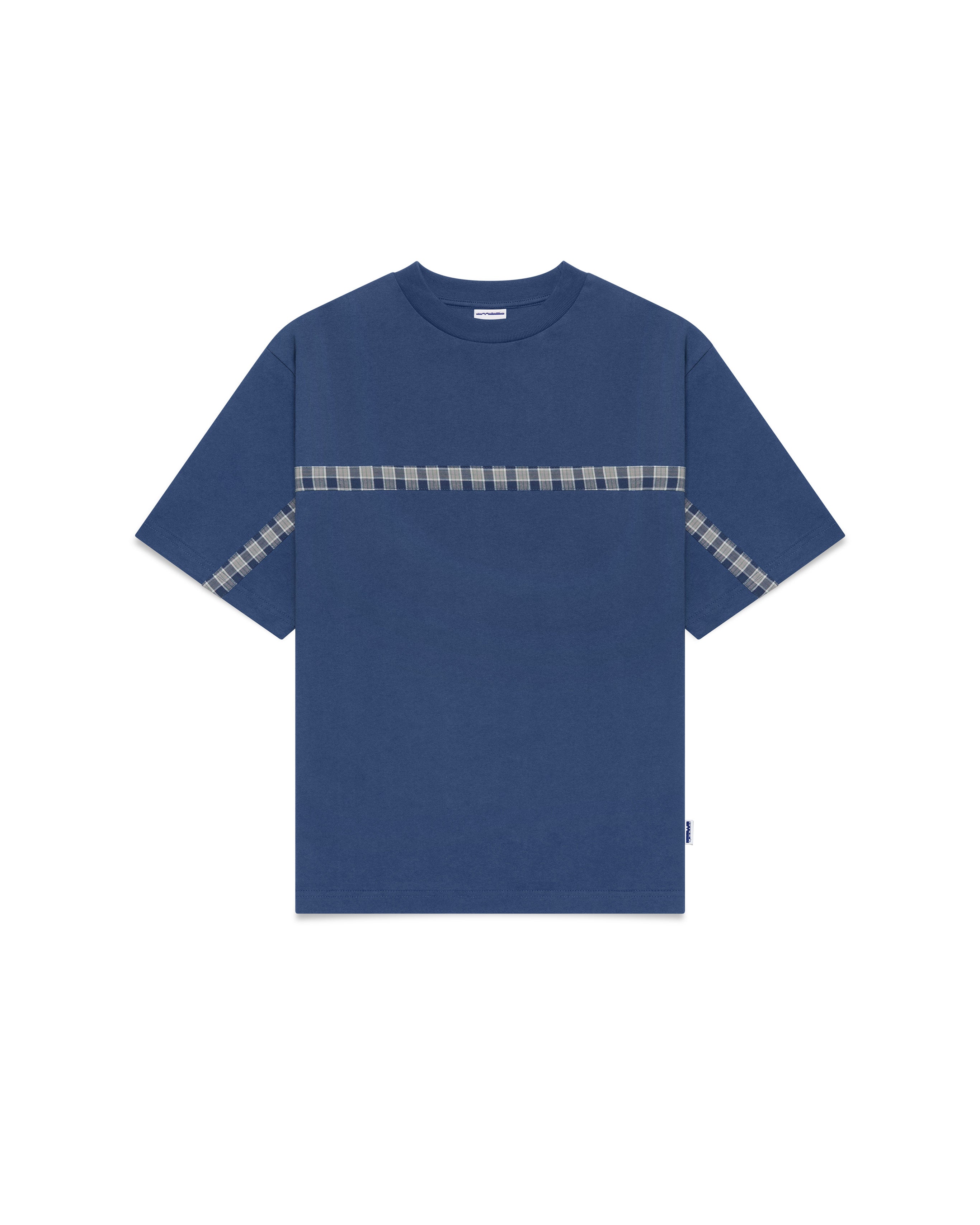recycled plaid stripe shirt - slate