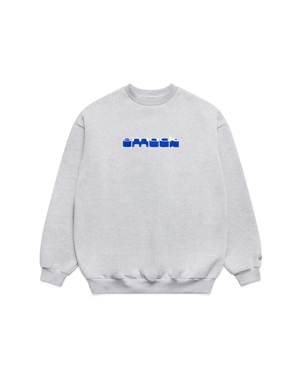 crewneck sunken - white + blue embroidery