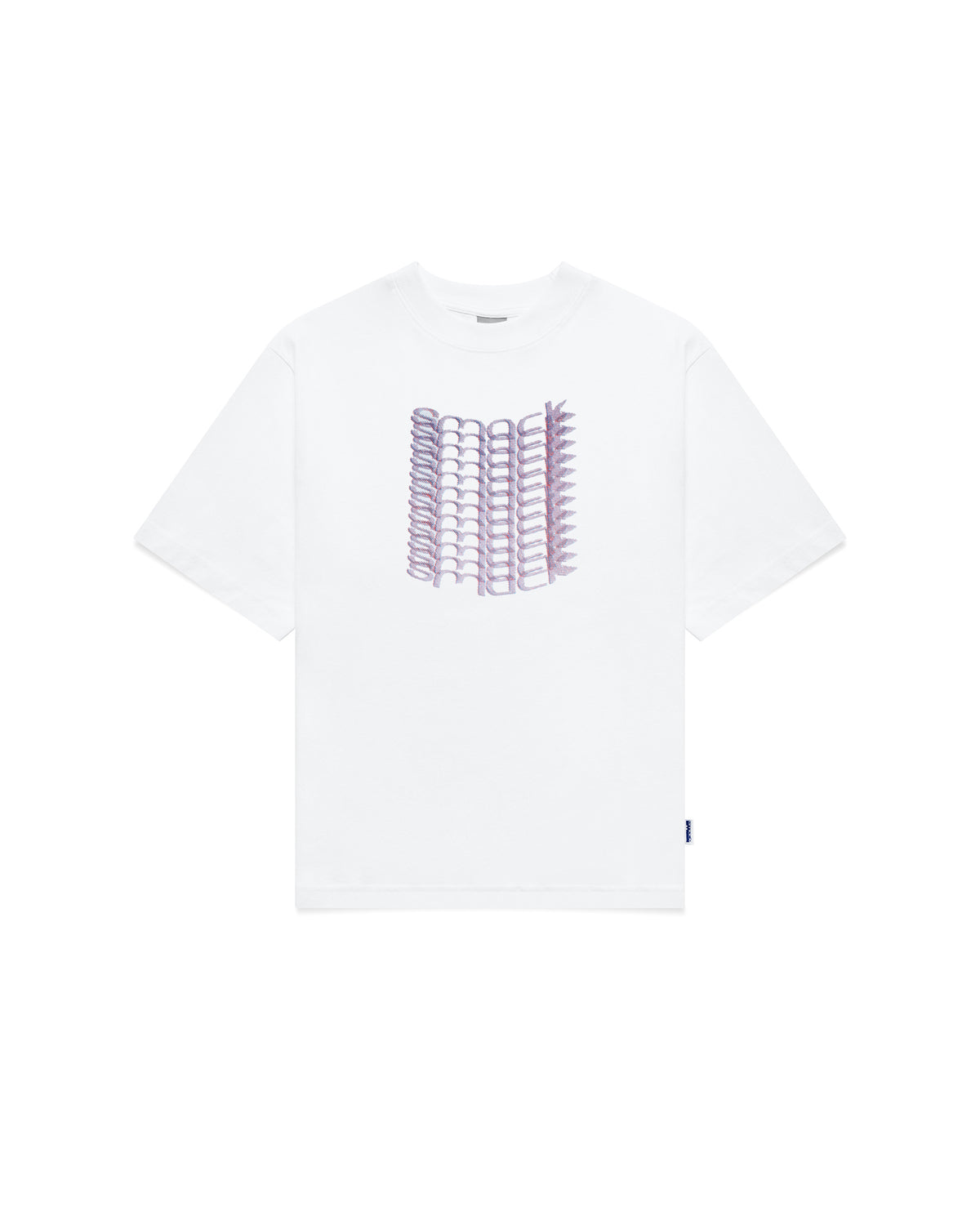t-shirt warped - blue + red print