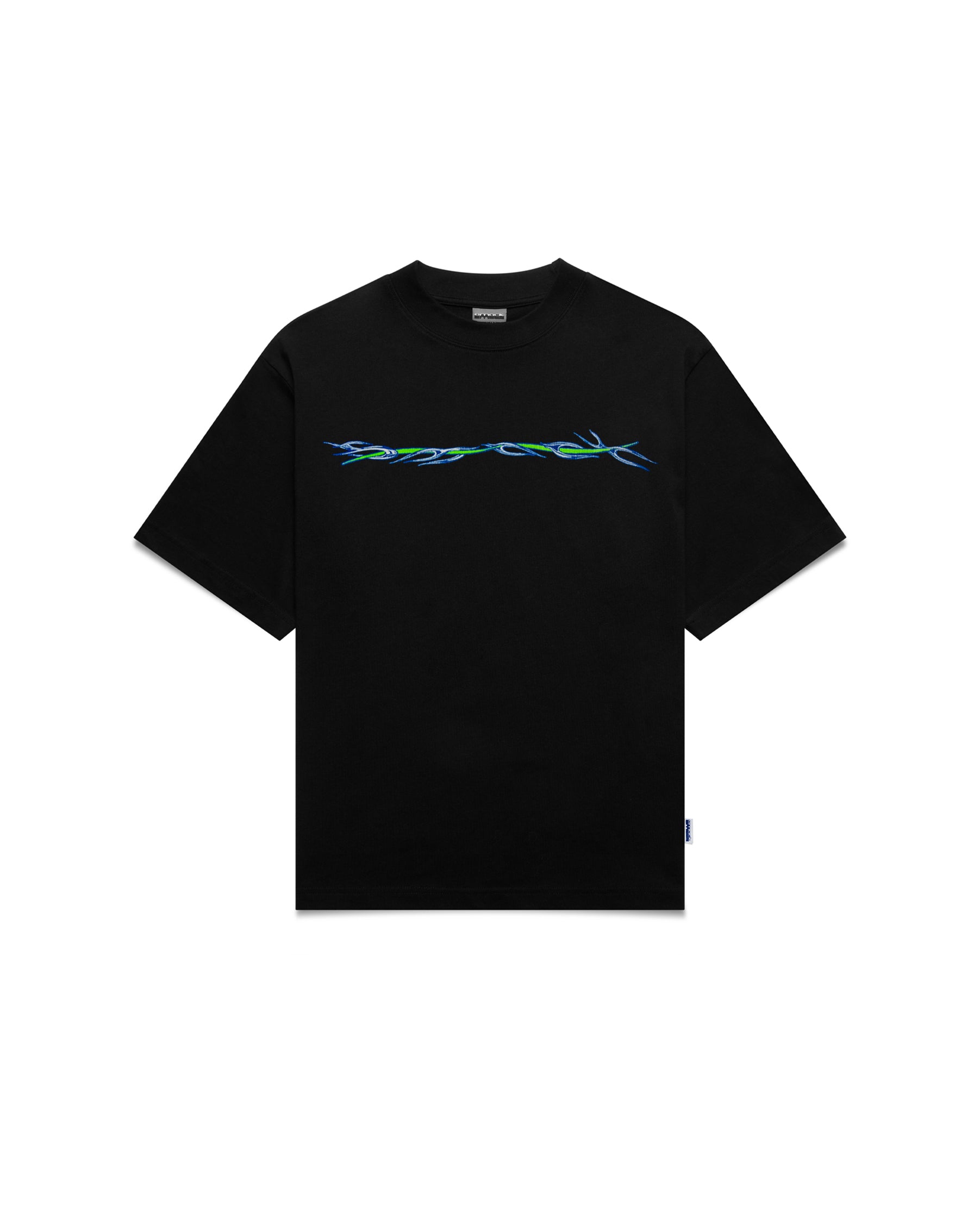 t-shirt barbwire - green + blue print
