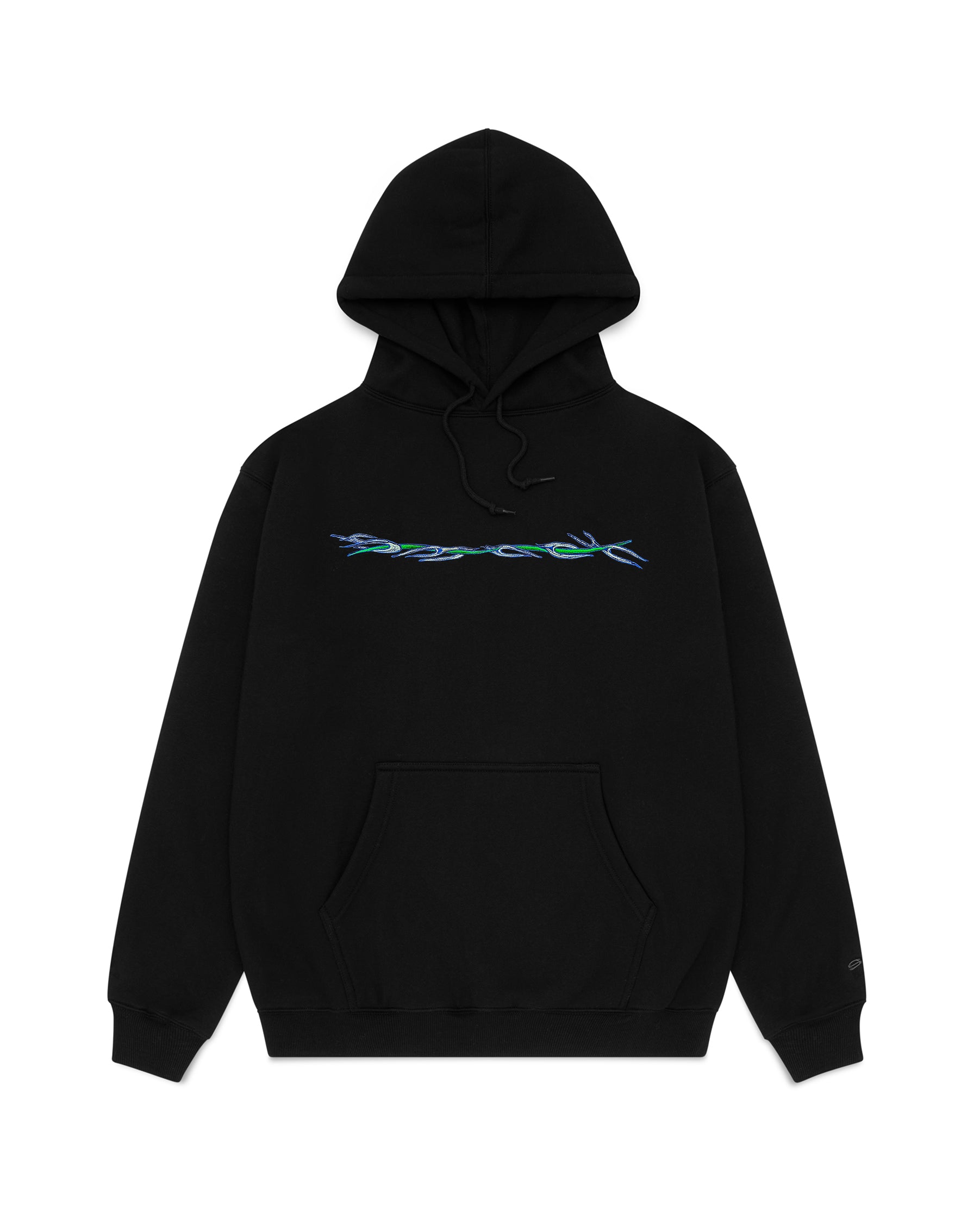 hoodie barbwire - blue + green embroidery
