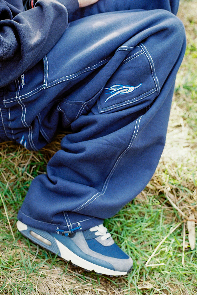 baggy sweatpants barbwire - navy