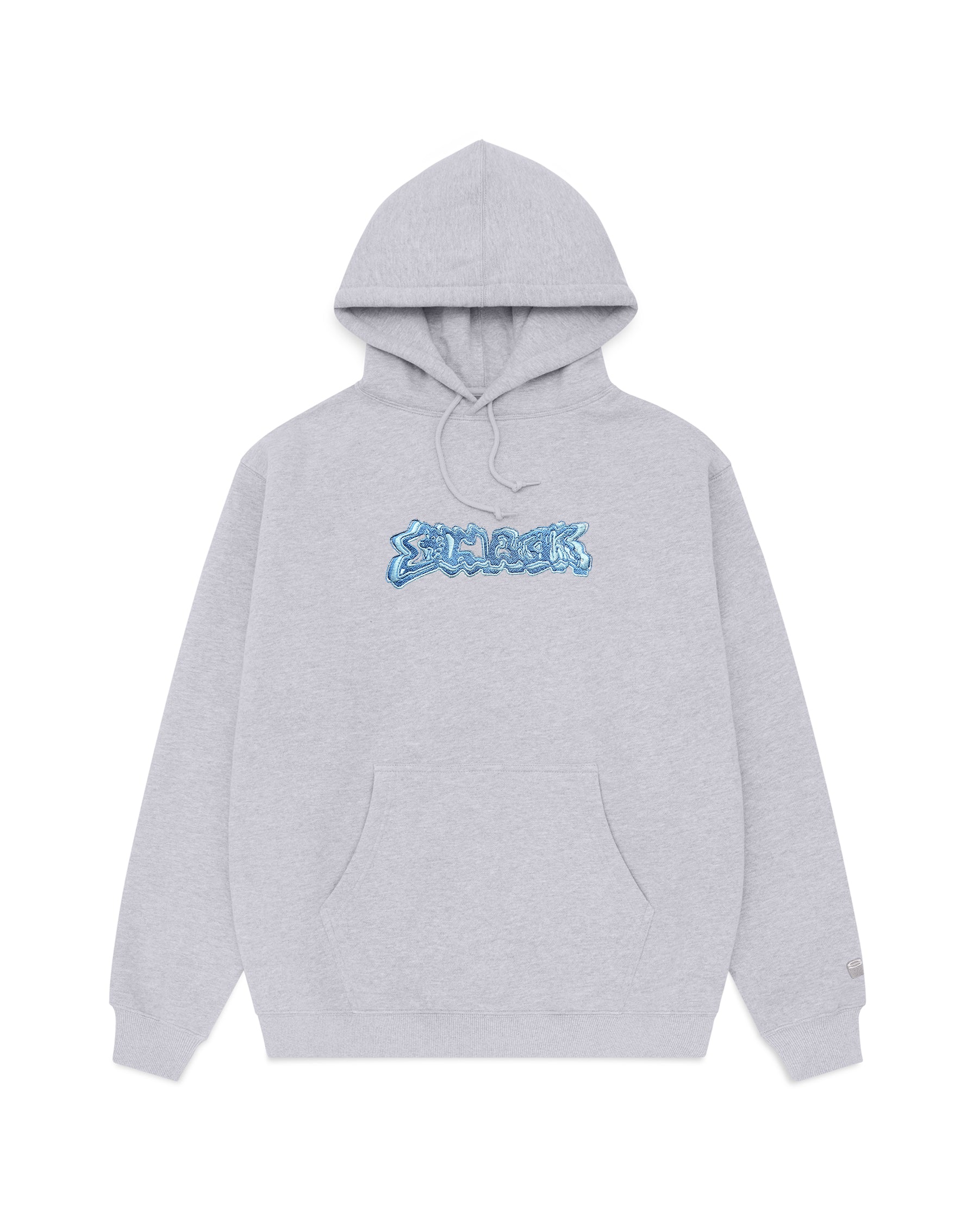 hoodie coral - blue embroidery