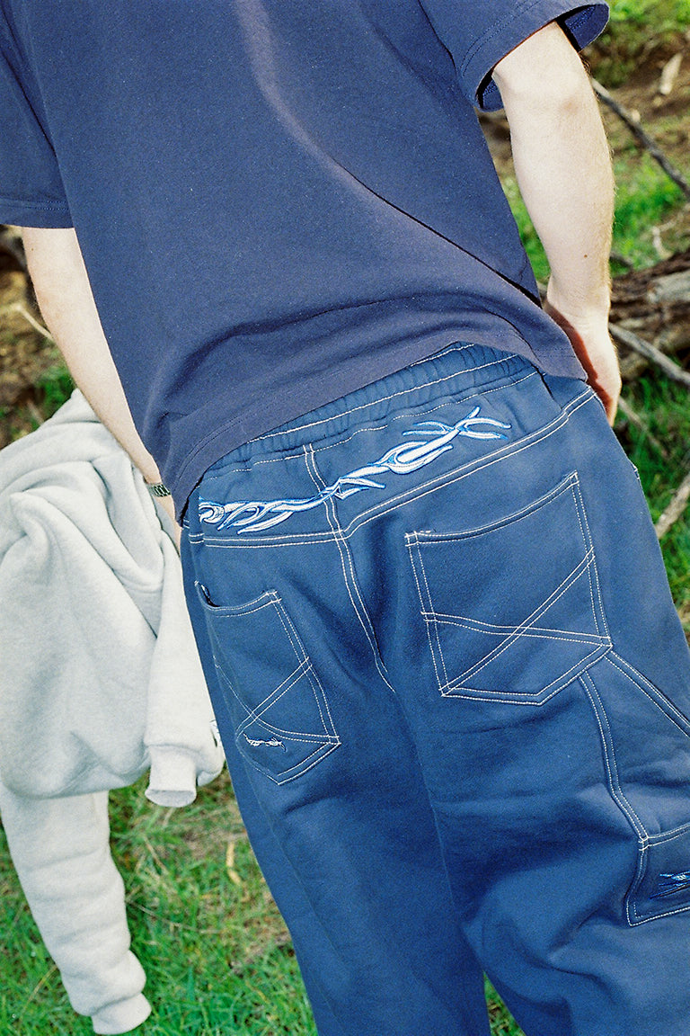 baggy sweatpants barbwire - navy