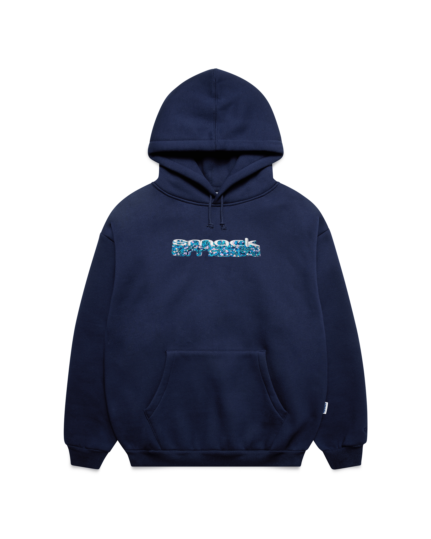 pixel sunken embroidered hoodie - navy
