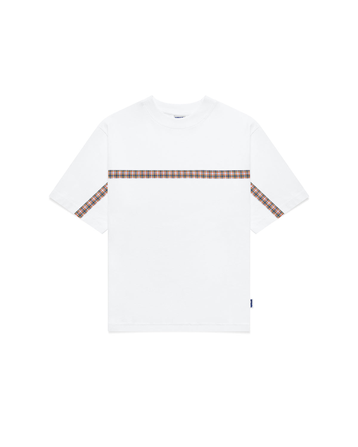 t-shirt recycled plaid stripe - white