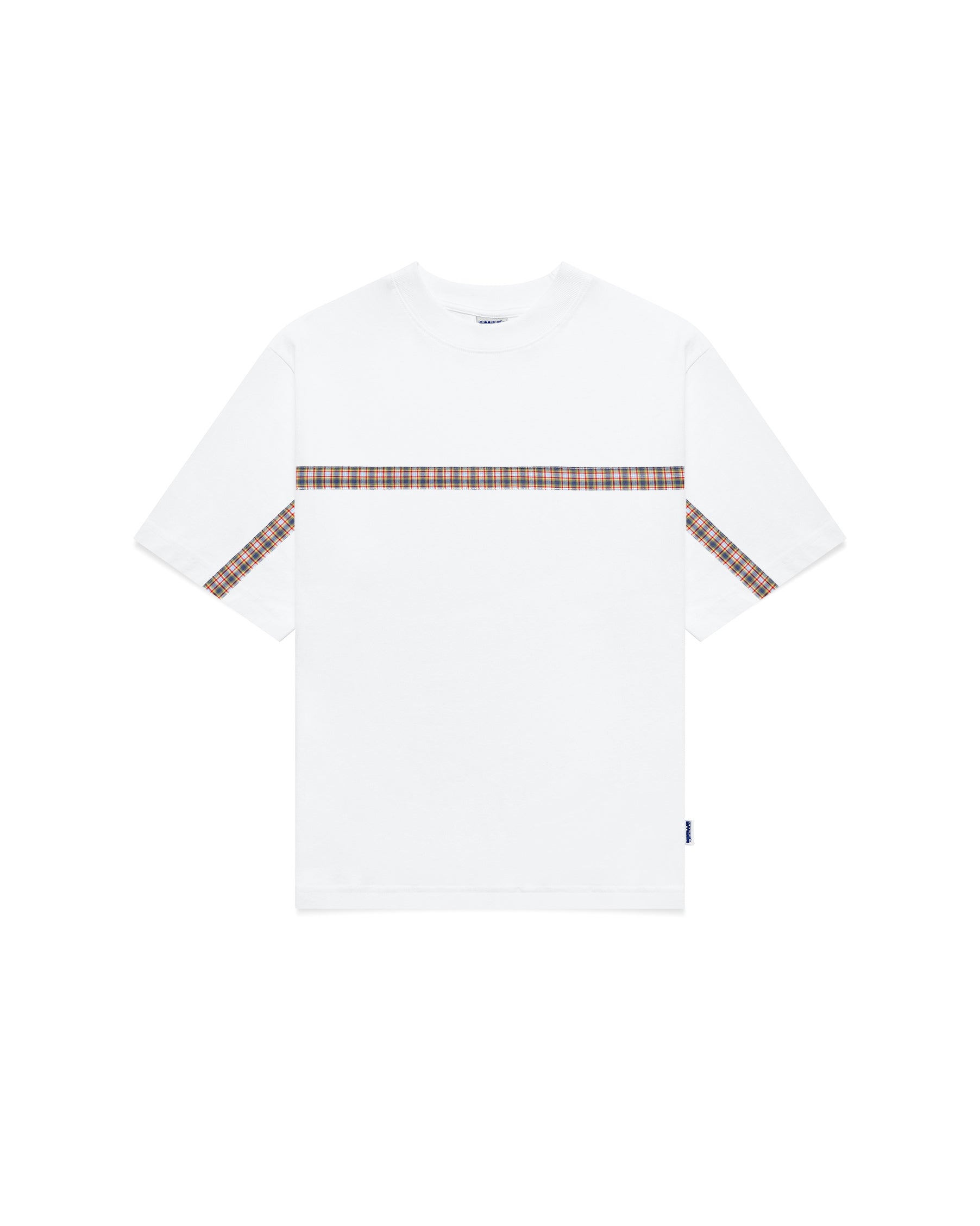 t-shirt recycled plaid stripe - white